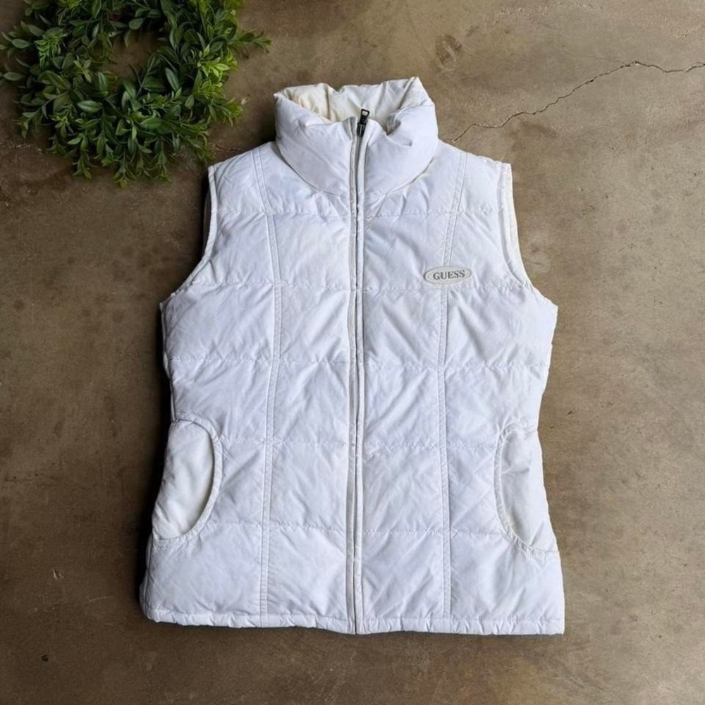 Vintage y2k Guess USA white puffer vest size Small